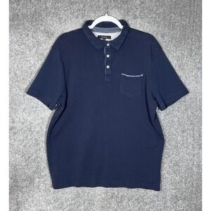 Tahari Polo Shirt Mens Size XL Blue Cotton Short Sleeve Chest Pocket‎